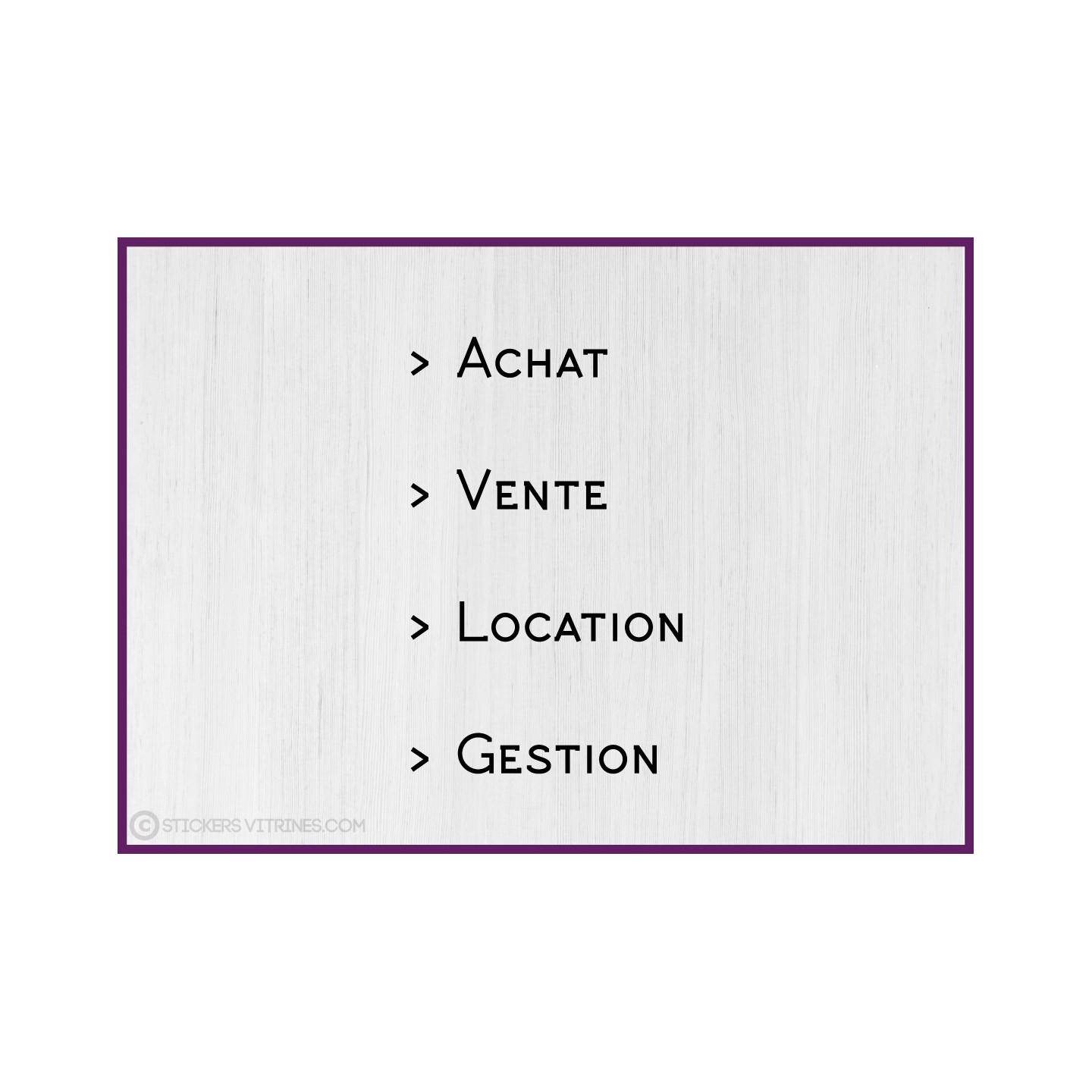 Sticker Agence Immobilière : achat, vente, location gestion vitrines vitrophanie porte signaletique calicot lettrage