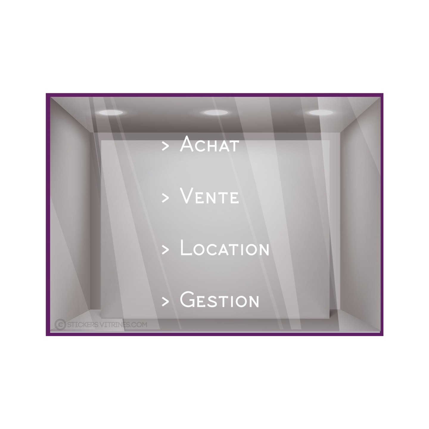 Sticker Agence Immobilière : achat, vente, location gestion vitrines vitrophanie porte signaletique calicot lettrage