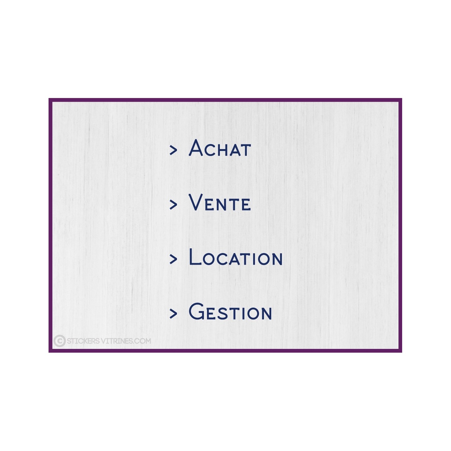 Sticker Agence Immobilière : achat, vente, location gestion vitrines vitrophanie porte signaletique calicot lettrage