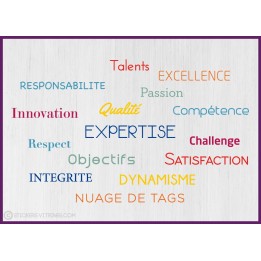 Sticker Nuage de Tags Valeurs d'entreprise vitrophanie calicot texte adhesif motivation bureau locaux professionnels decoration