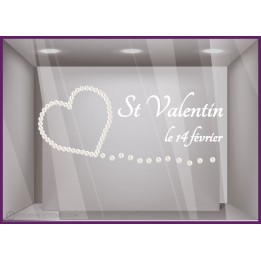 Sticker Saint Valentin Coeur Perles bijouterie vitres vitrophanie boutique magasin calicot décoration