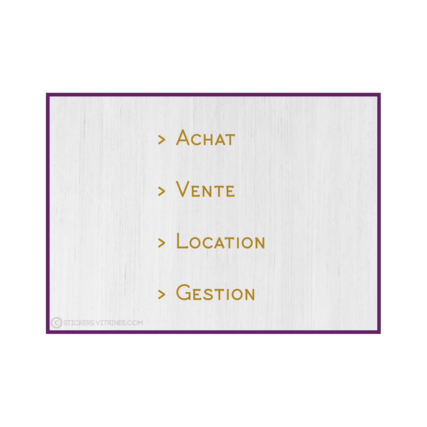 Sticker Agence Immobilière : achat, vente, location gestion vitrines vitrophanie porte signaletique calicot lettrage
