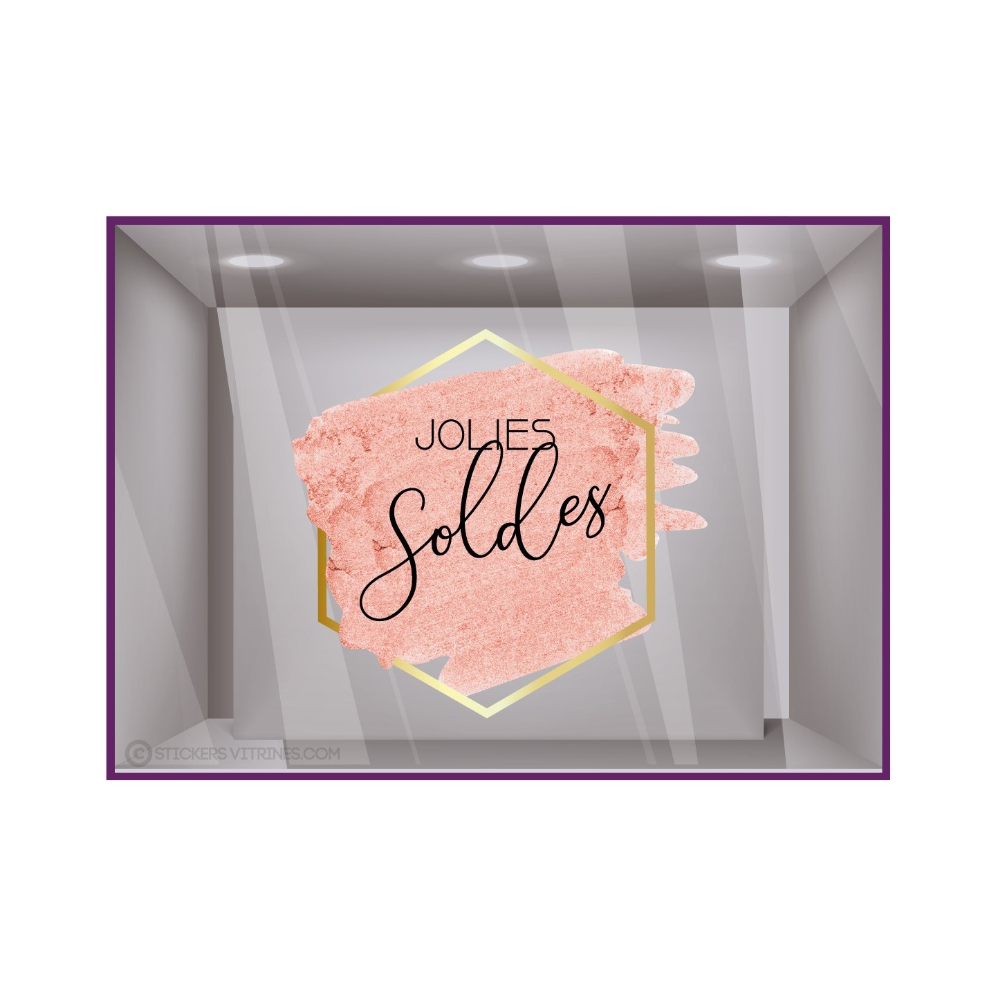 Sticker Jolies Soldes rose calicot signaletique enseigne devanture promotions vitrophanie vitrine pourcentage mode 