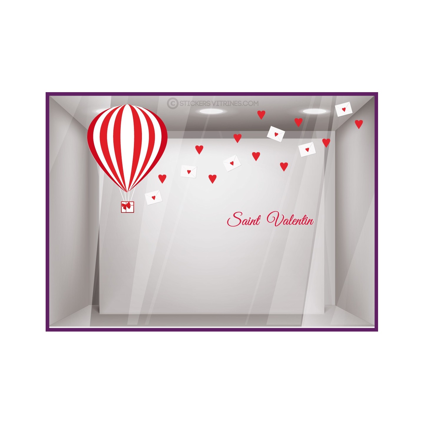 Kit de stickers Courrier du Coeur Saint Valentin Calicot  Vitrophanie deco enseigne boutique fleuriste bijouterie magasin