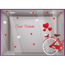 Kit de Stickers Vélo Ballons St Valentin vitrophanie 14 fevrier enseigne vitrine magasin fleuriste bijouterie coeur lettre