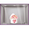 Sticker Boite de Roses St Valentin fete vitrophanie amour coeur devanture enseigne 14 fevrier magasin fleuriste bijouterie saint