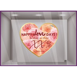 Sticker Promotion Coeur Rose A Personnaliser Vitrophanie Boutique Calicot Promotions Offres fleuriste bijouterie st valentin