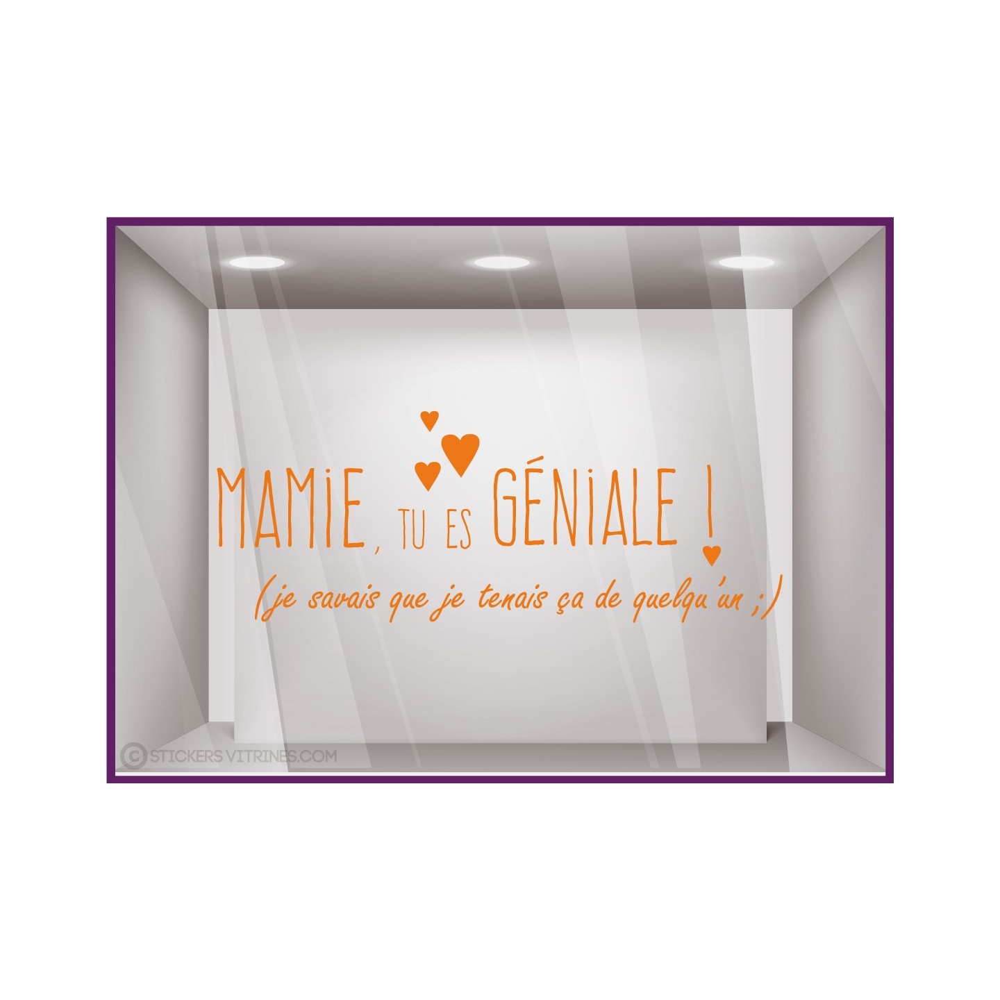 Sticker Mamie tu es géniale Coeur Fleuriste Bijouterie Boutique Magasin Vitrophanie Fête des grands-mères 