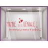 Sticker Mamie tu es géniale Coeur Fleuriste Bijouterie Boutique Magasin Vitrophanie Fête des grands-mères 