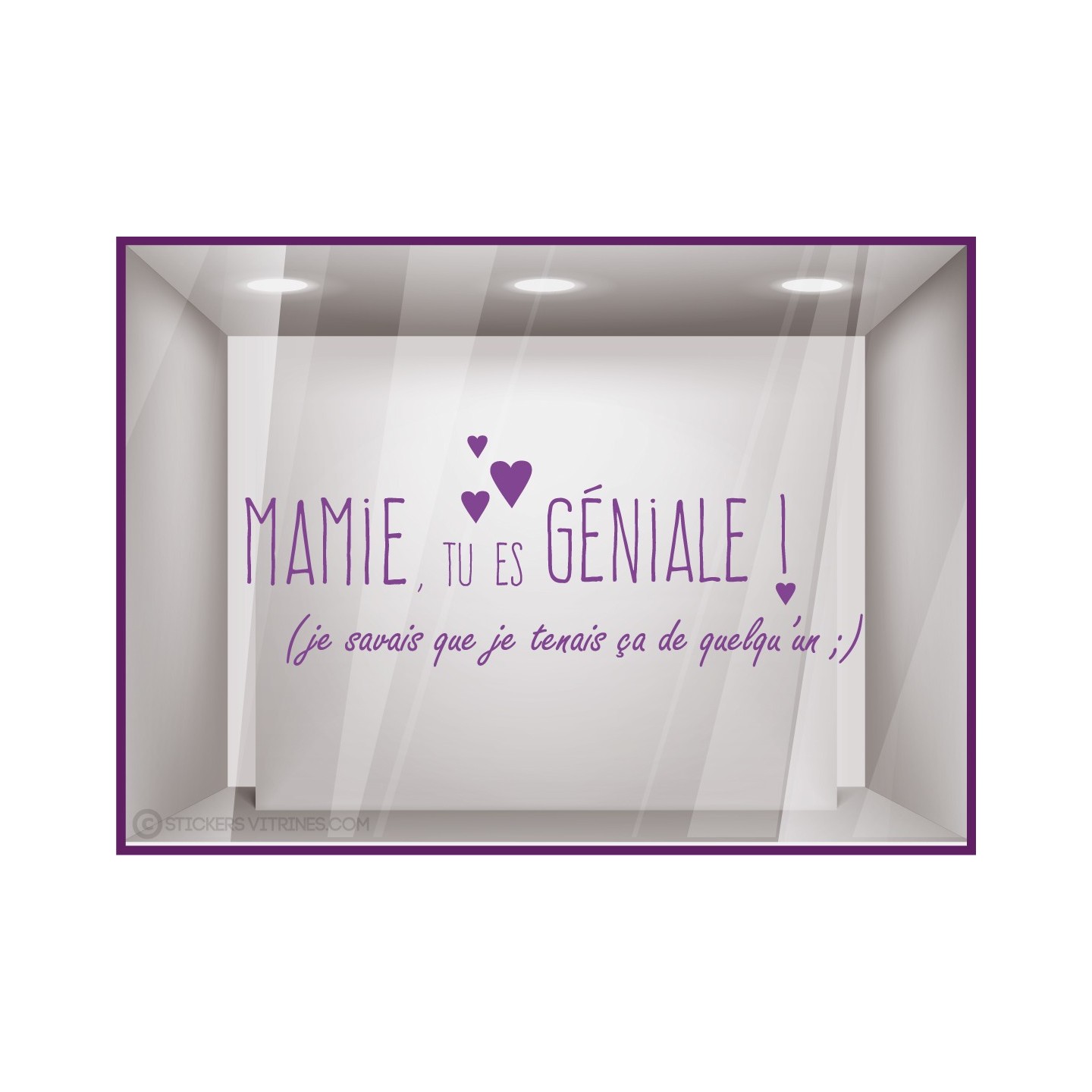Sticker Mamie tu es géniale Coeur Fleuriste Bijouterie Boutique Magasin Vitrophanie Fête des grands-mères 