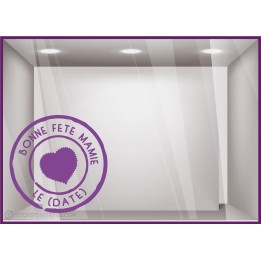 Sticker Timbre Bonne Fête Mamie Coeur Lettrage Fête des grands-mères Boutique Vitrine Magasin Fleuriste Bijouterie