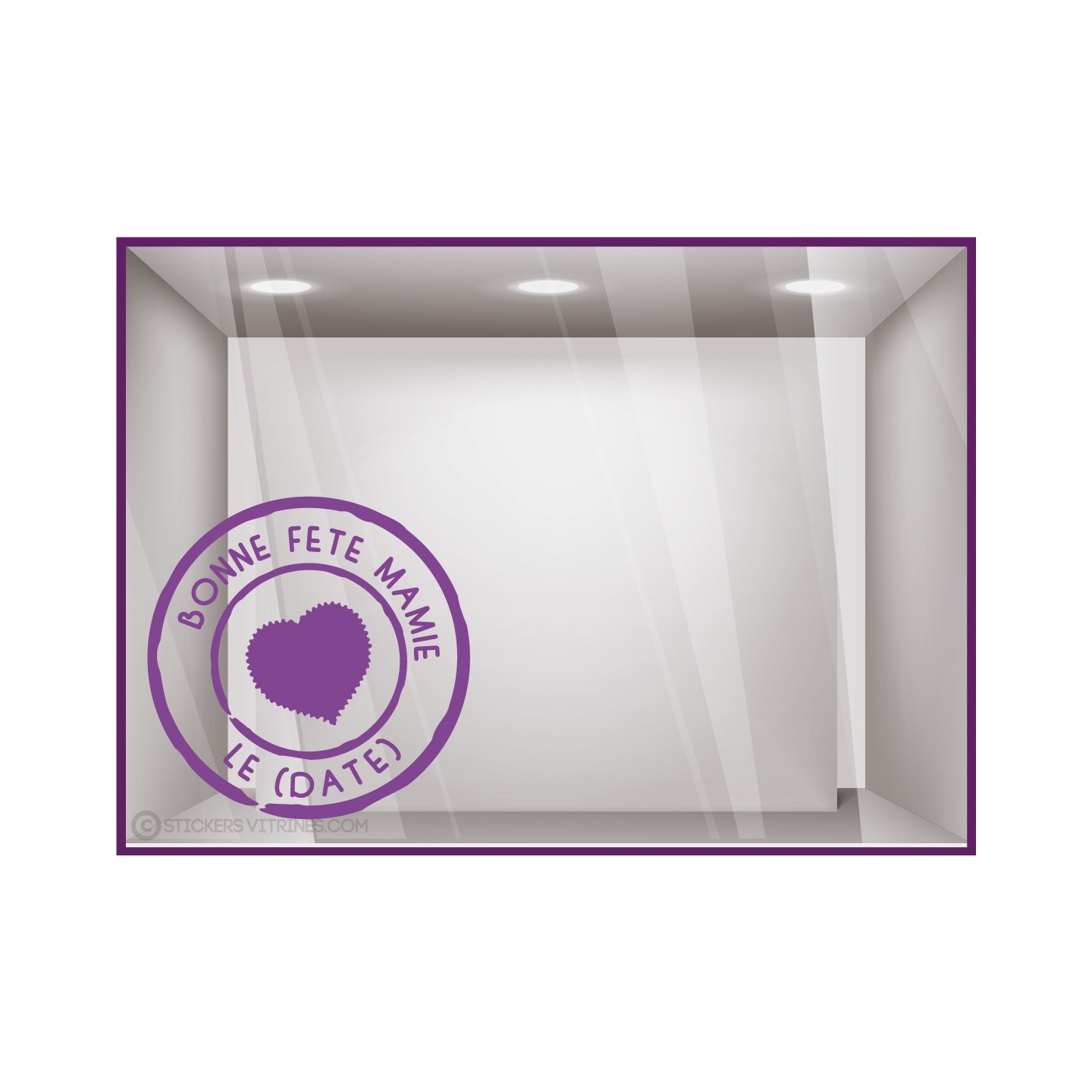 Sticker Timbre Bonne Fête Mamie Coeur Lettrage Fête des grands-mères Boutique Vitrine Magasin Fleuriste Bijouterie