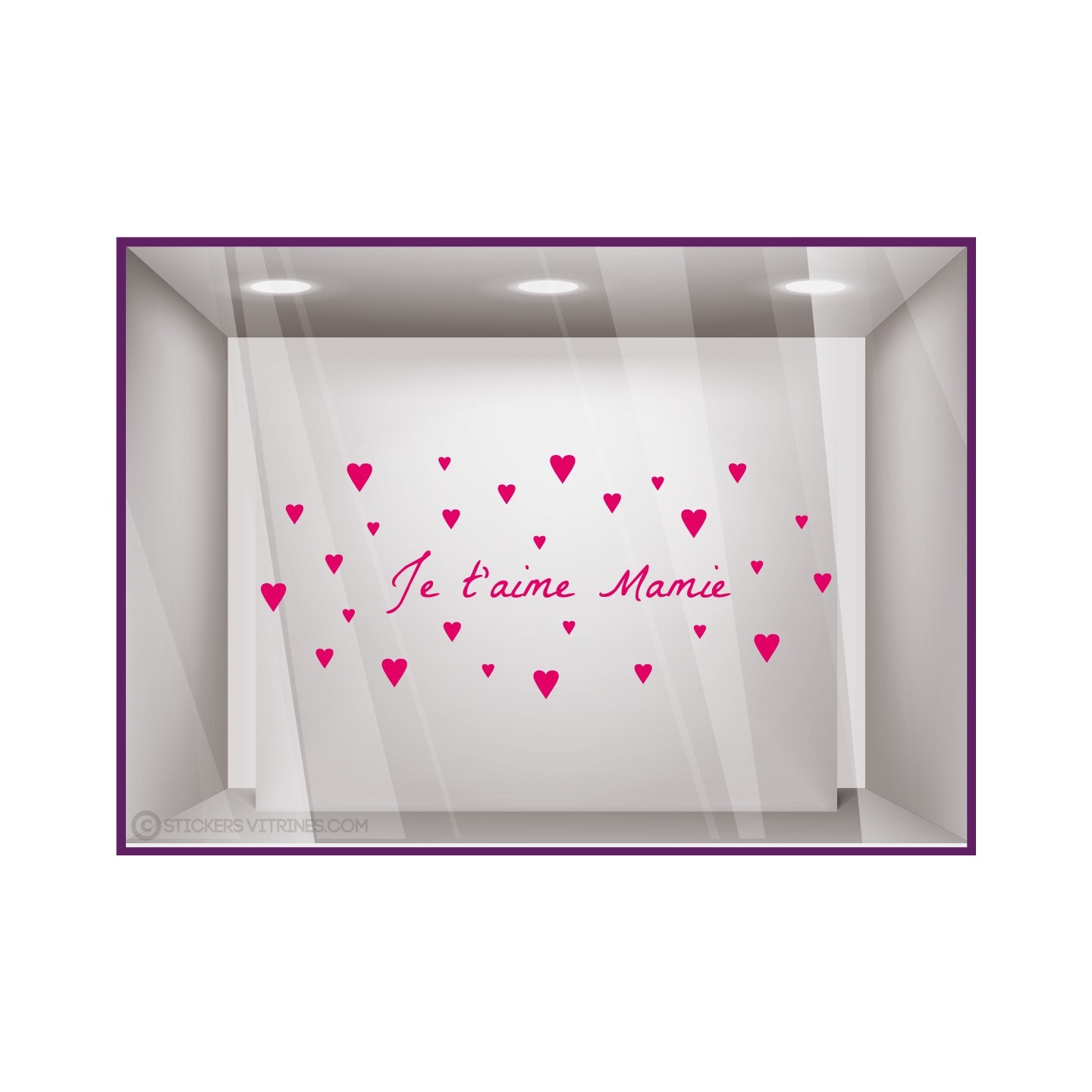 Sticker Je t'aime Maman Petits Coeurs Fleuriste Bijouterie Boutique Magasin Vitrine Vitrophanie Fête des grands-mères