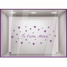 Sticker Je t'aime Maman Petits Coeurs Fleuriste Bijouterie Boutique Magasin Vitrine Vitrophanie Fête des grands-mères