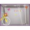 Calicot idée déco vitrine adhésif lettrage magasin Pâques vélo oeufs chocolat boulangerie patisserie fleuriste 