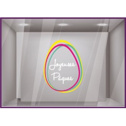 Sticker 3 Oeufs de Pâques modernes devanture magasin boulangeries pâtisseries vitrine calicot chocolat vitrophanie paques fete 