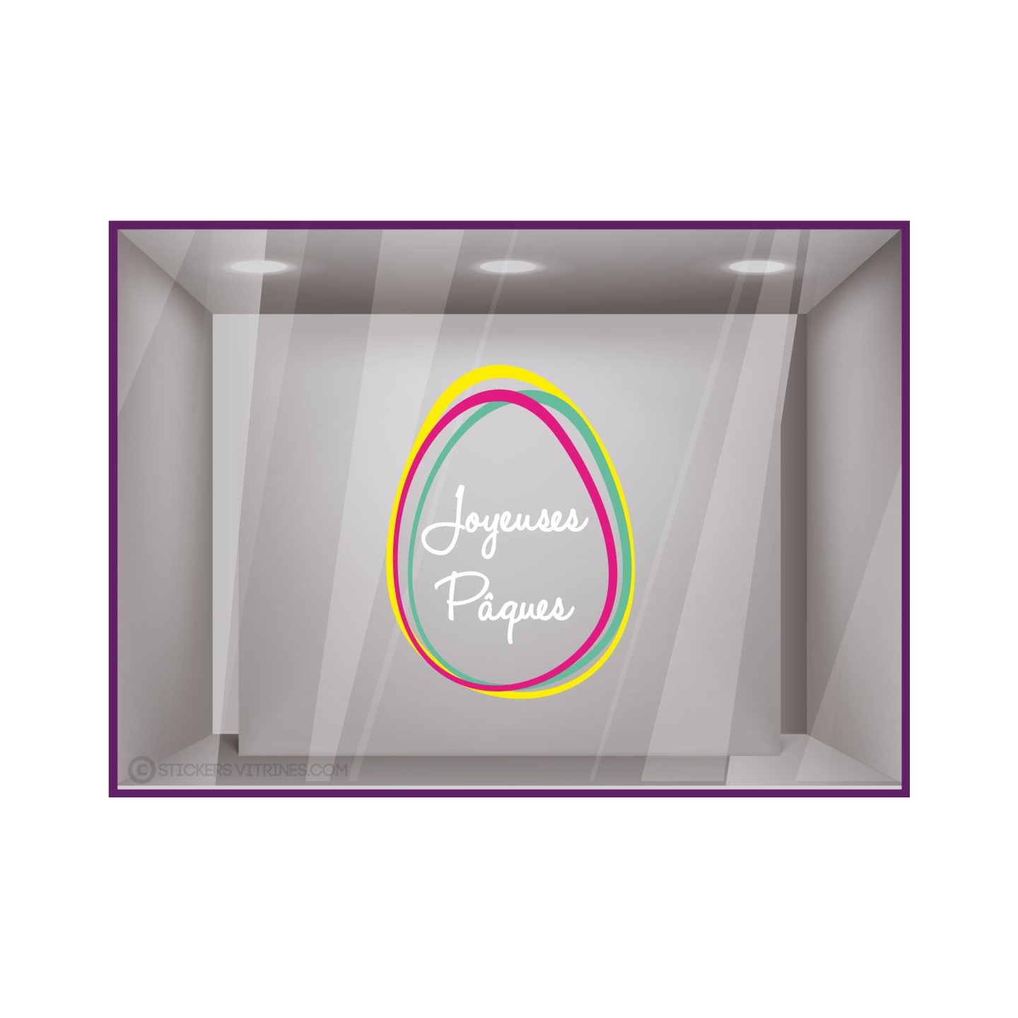 Sticker 3 Oeufs de Pâques modernes devanture magasin boulangeries pâtisseries vitrine calicot chocolat vitrophanie paques fete 
