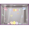 Stickers vitrines vitrophanie autocollant vitrine Guirlande Pâques Oiseaux et Oeufs