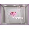 Sticker I Love Maman Petits coeurs fete des meres vitrine fleuriste mode bijouterie parfumerie institut beaute lettrage adhesif