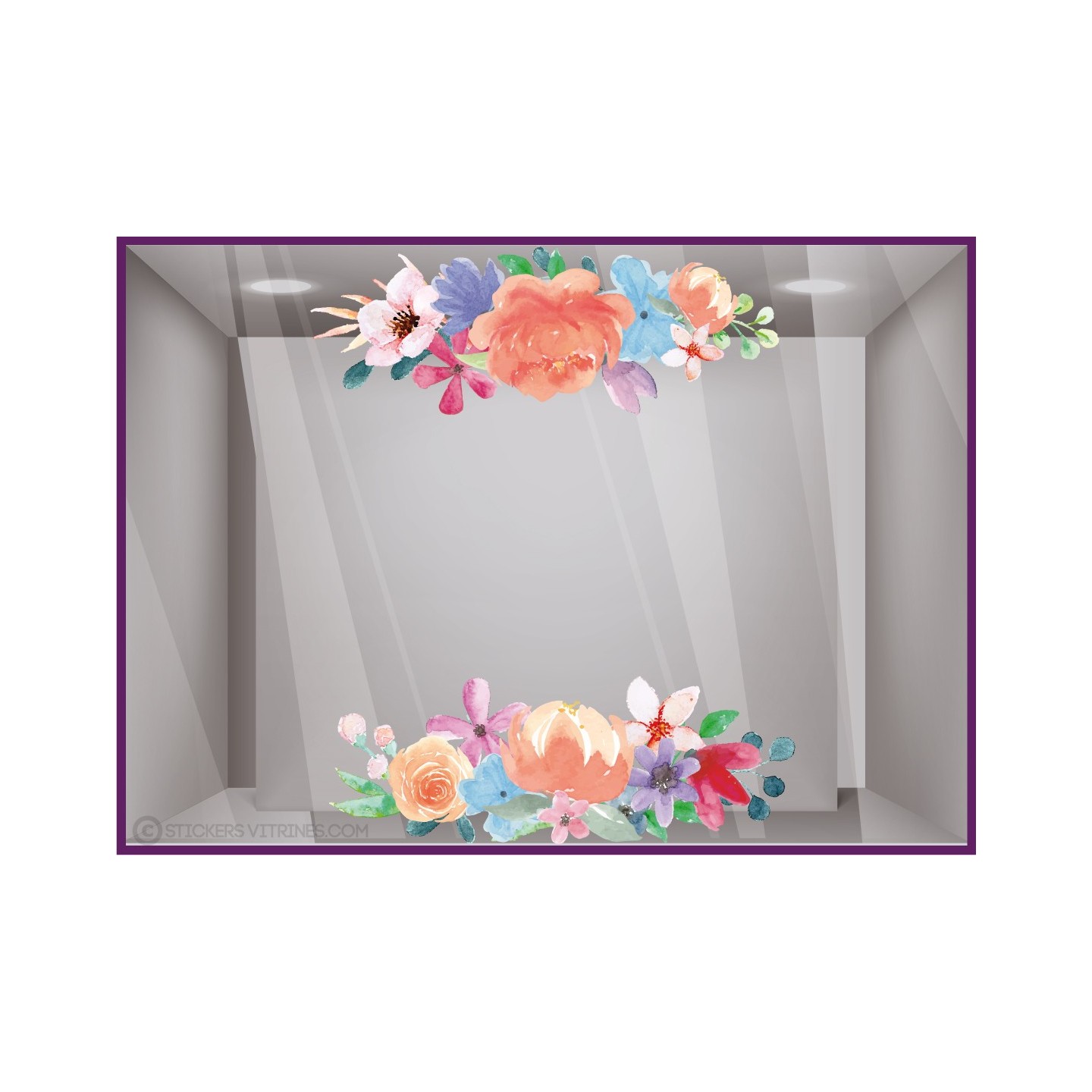 KIt de stickers fleurs pastels Printemps Fleuriste Adhésif autocollant vitrophanie mode parfumerie calicot