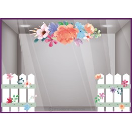 KIt de stickers barrieres fleurs pastels Printemps Fleuriste calicot autocollant vitrophanie mode parfumerie boulangerie