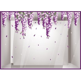 KIt de stickers glycines Printemps Fleuriste enseigne adhésif autocollant vitrophanie mode parfumerie calicot bijouterie 