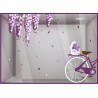 Kit de stickers velo glycines Printemps Fleuriste lettrage Adhésif hello spring autocollant vitrophanie mode parfumerie calicot