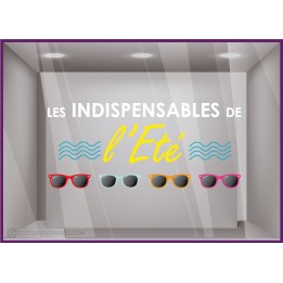 Les indispensables de l'été Lunettes opticiens vitrine adhésif vitrophanie calicot mode décoration lettrage adhesif