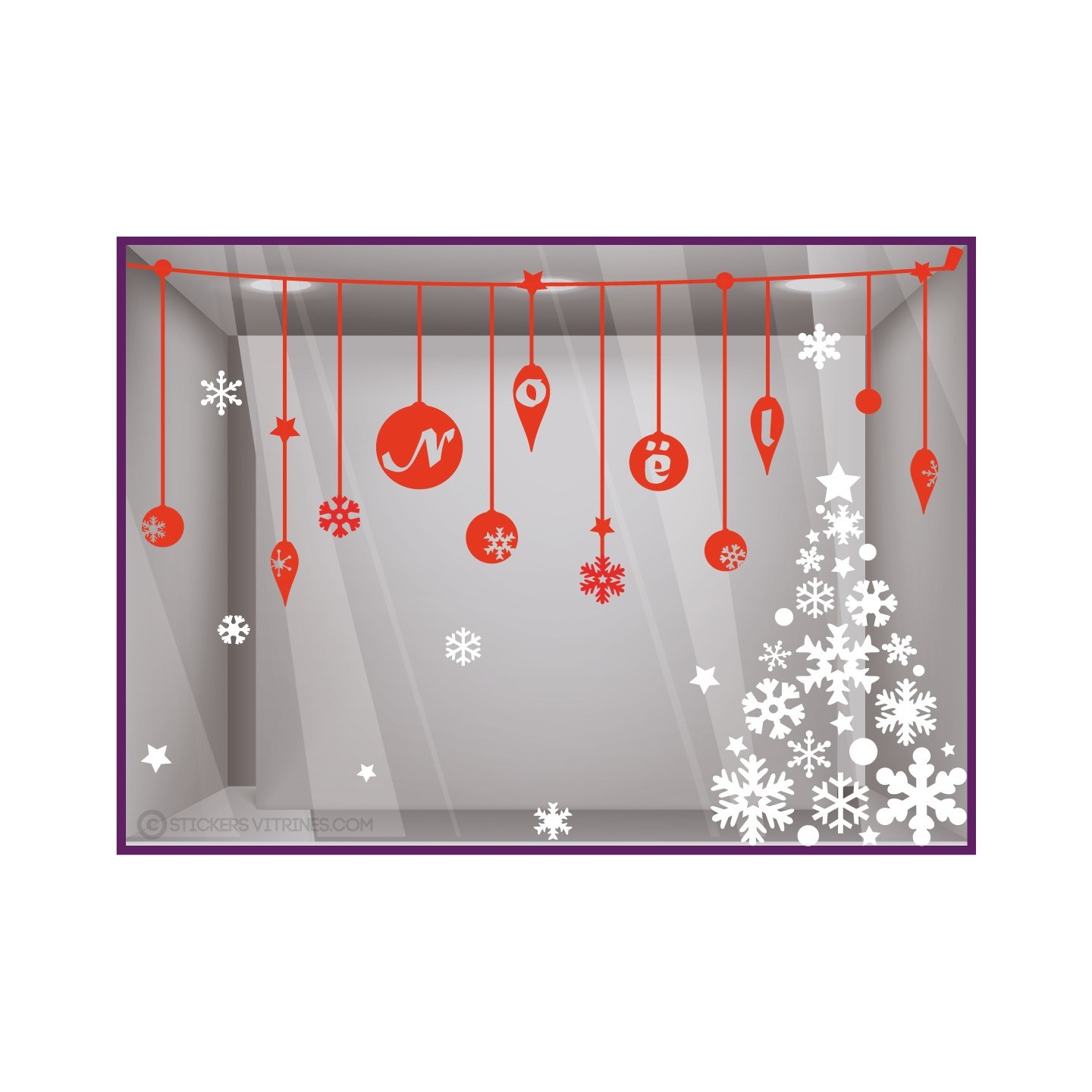 Kit de Stickers Noël mode accessoire parfumerie chaussure vitrine enseigne devanture vitrophanie bonnes fetes