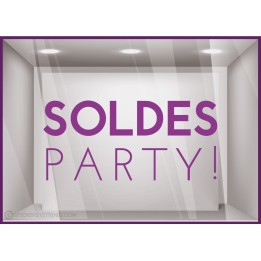Sticker Party Soldes autocollant adhésif calicot vitrophanie vitrine devanture 