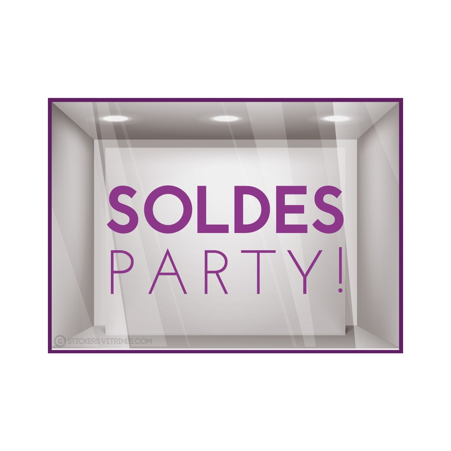Sticker Party Soldes autocollant adhésif calicot vitrophanie vitrine devanture 