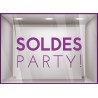 Sticker Party Soldes autocollant adhésif calicot vitrophanie vitrine devanture 