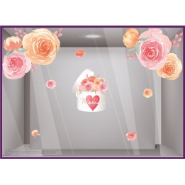 Kit de stickers boîte de roses maman fête des mères fleuriste mode lettrage adhésif calicot vitrophanie printemps vitrine 