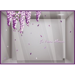 KIt de stickers je t'aime maman glycines fete des meres Fleuriste lettrage Adhésif autocollant vitrophanie mode parfumerie