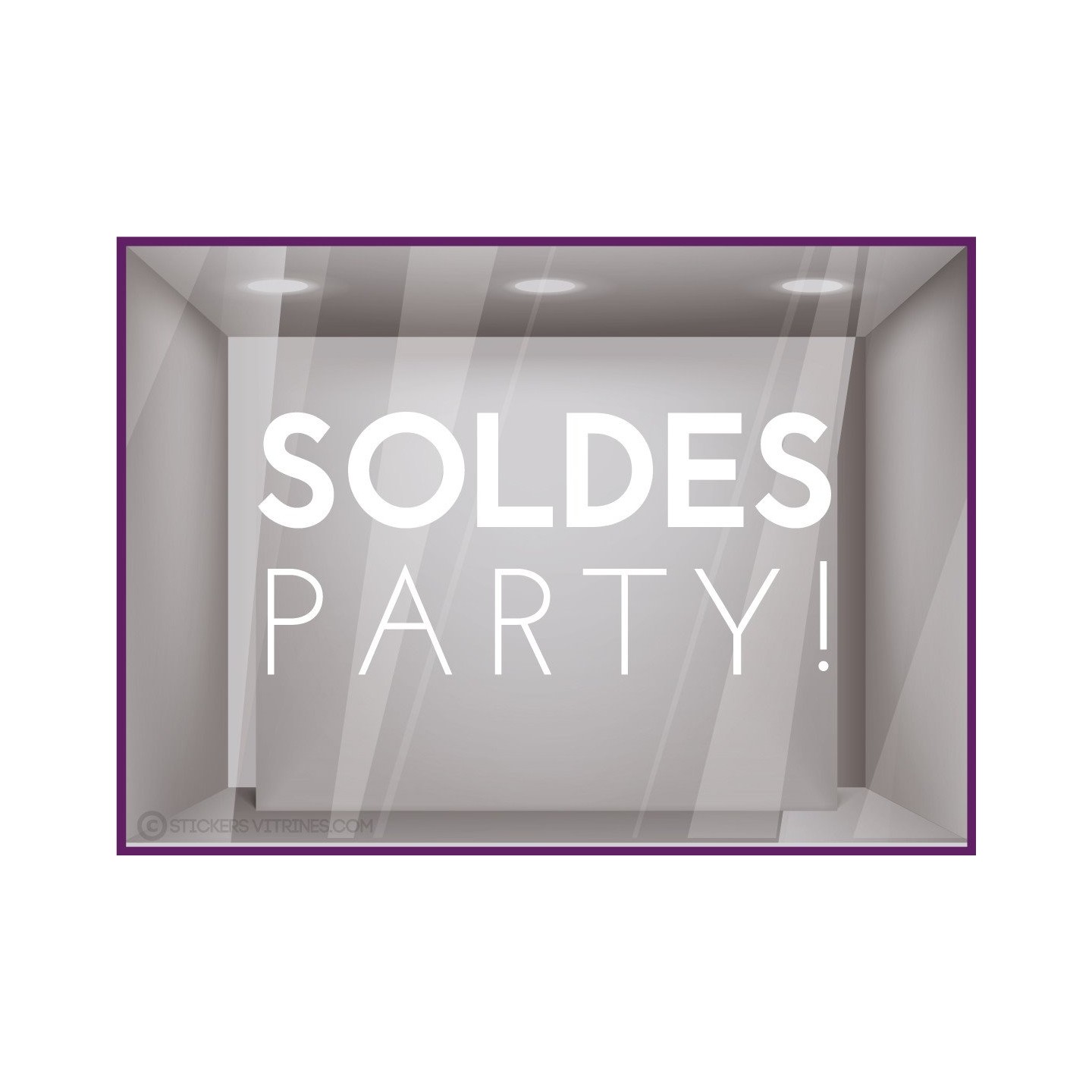 Sticker Party Soldes autocollant adhésif calicot vitrophanie vitrine devanture 