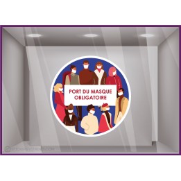 Sticker Port du Masque Obligatoire coronavirus signaletique covid-19 pharmacie bureau cabinet medical vitrophanie