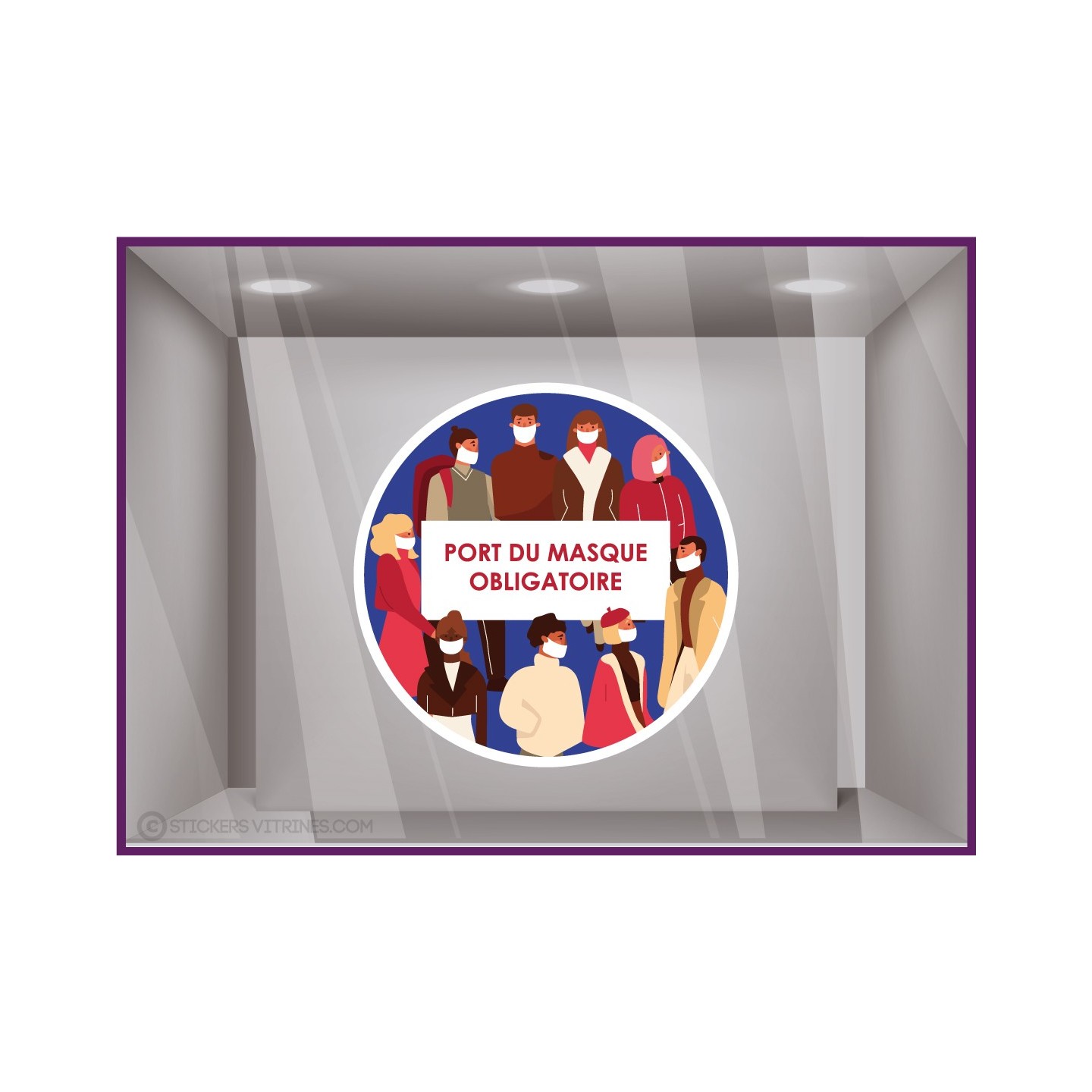 Sticker Port du Masque Obligatoire coronavirus signaletique covid-19 pharmacie bureau cabinet medical vitrophanie