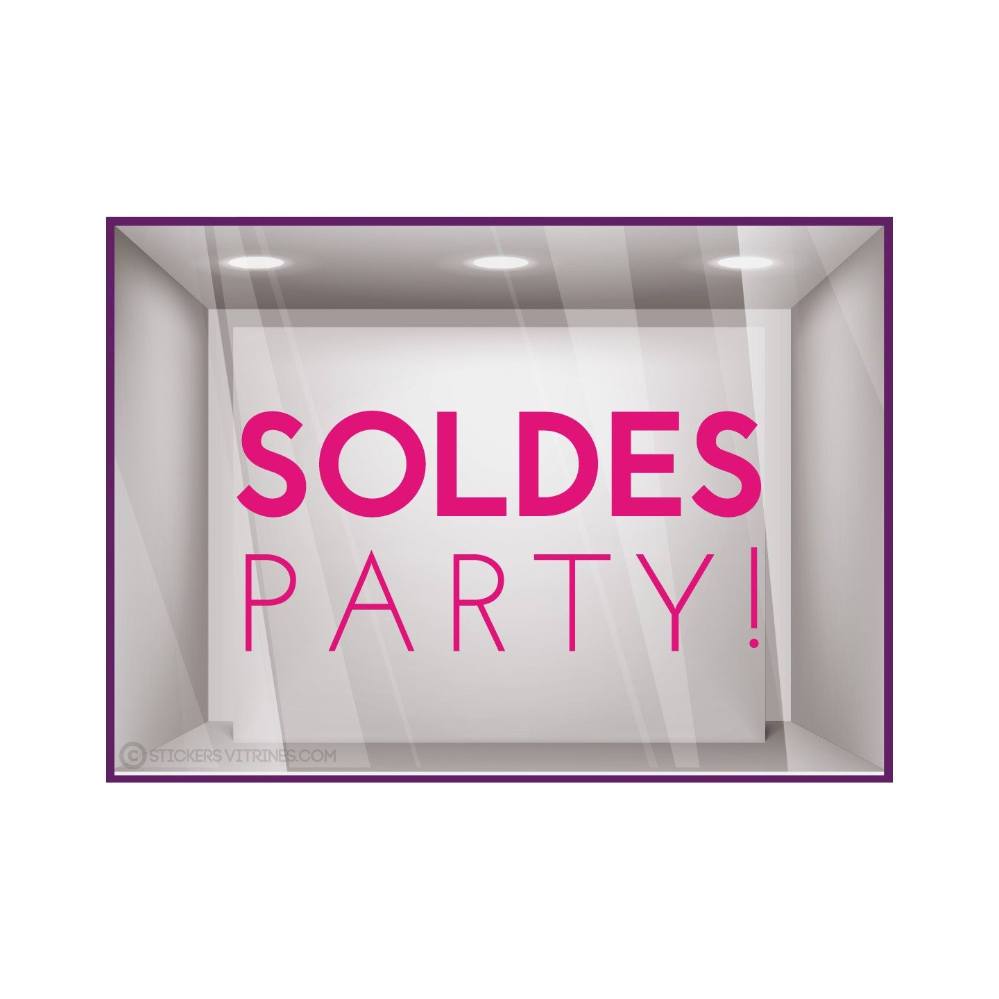 Sticker Party Soldes autocollant adhésif calicot vitrophanie vitrine devanture 