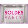 Sticker Party Soldes autocollant adhésif calicot vitrophanie vitrine devanture 