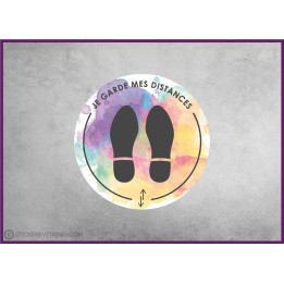 Sticker sol rond distance de securite covid-19 coronavirus signalisation signaletique pharmacie boutique cabinet pas cher