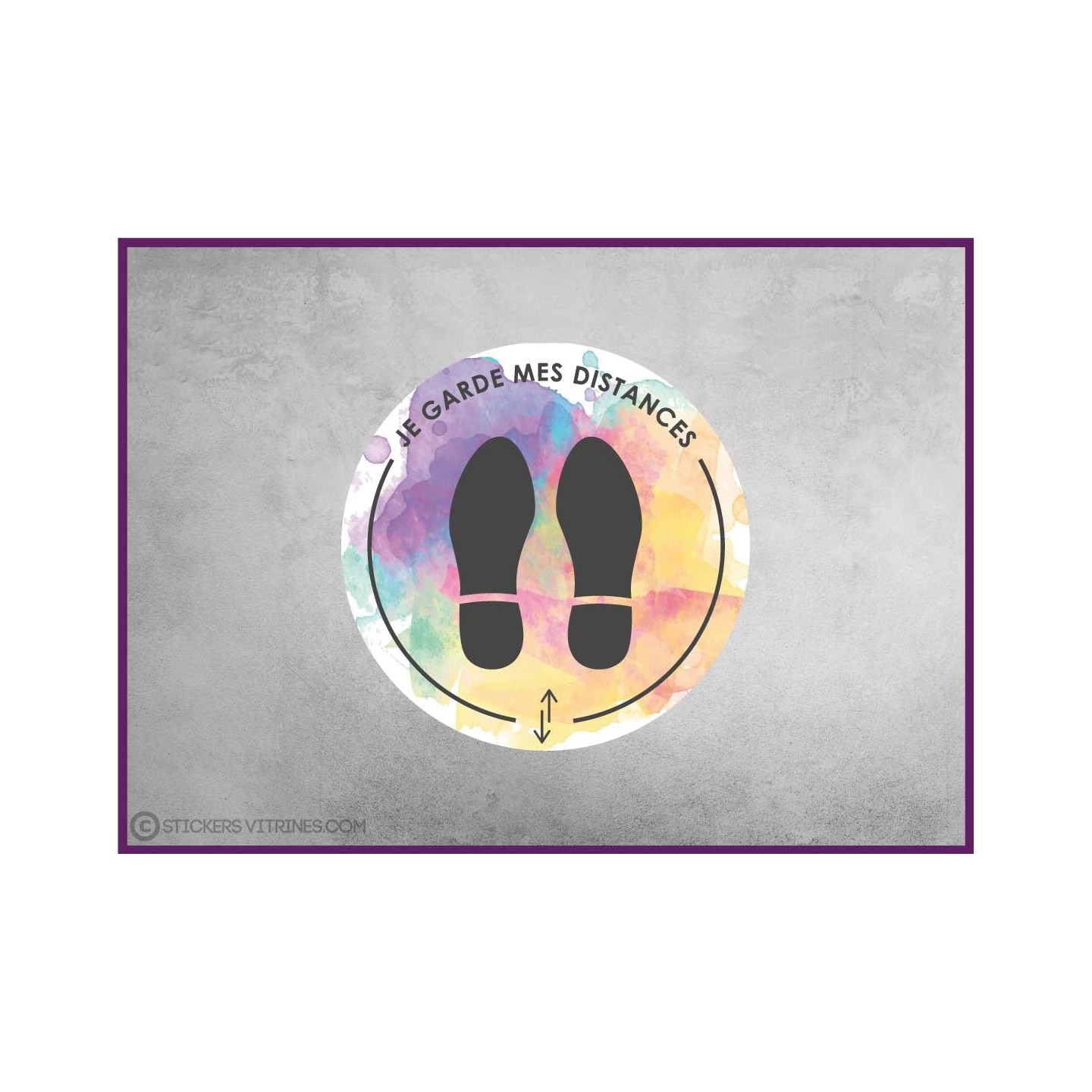 Sticker sol rond distance de securite covid-19 coronavirus signalisation signaletique pharmacie boutique cabinet pas cher