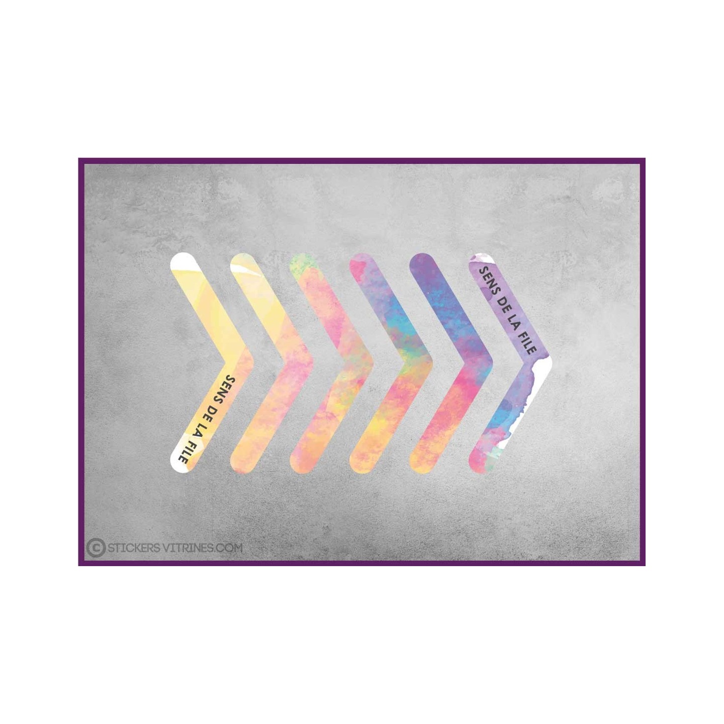 6 Stickers sol flèches sens de la file signaletique signalisation decoration covid-19 coronavirus autocollant boutique pharmacie