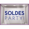 Sticker Party Soldes autocollant adhésif calicot vitrophanie vitrine devanture 