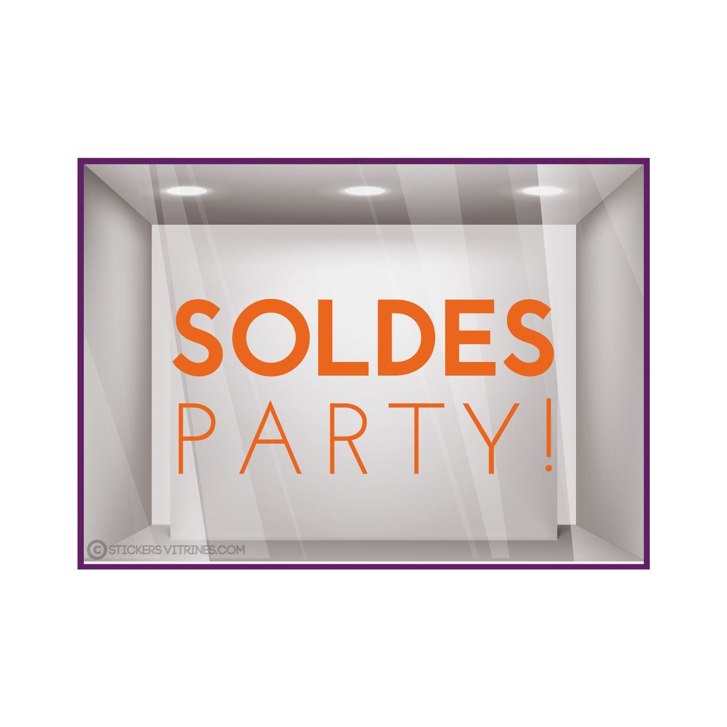 Sticker Party Soldes autocollant adhésif calicot vitrophanie vitrine devanture 