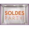 Sticker Party Soldes autocollant adhésif calicot vitrophanie vitrine devanture 