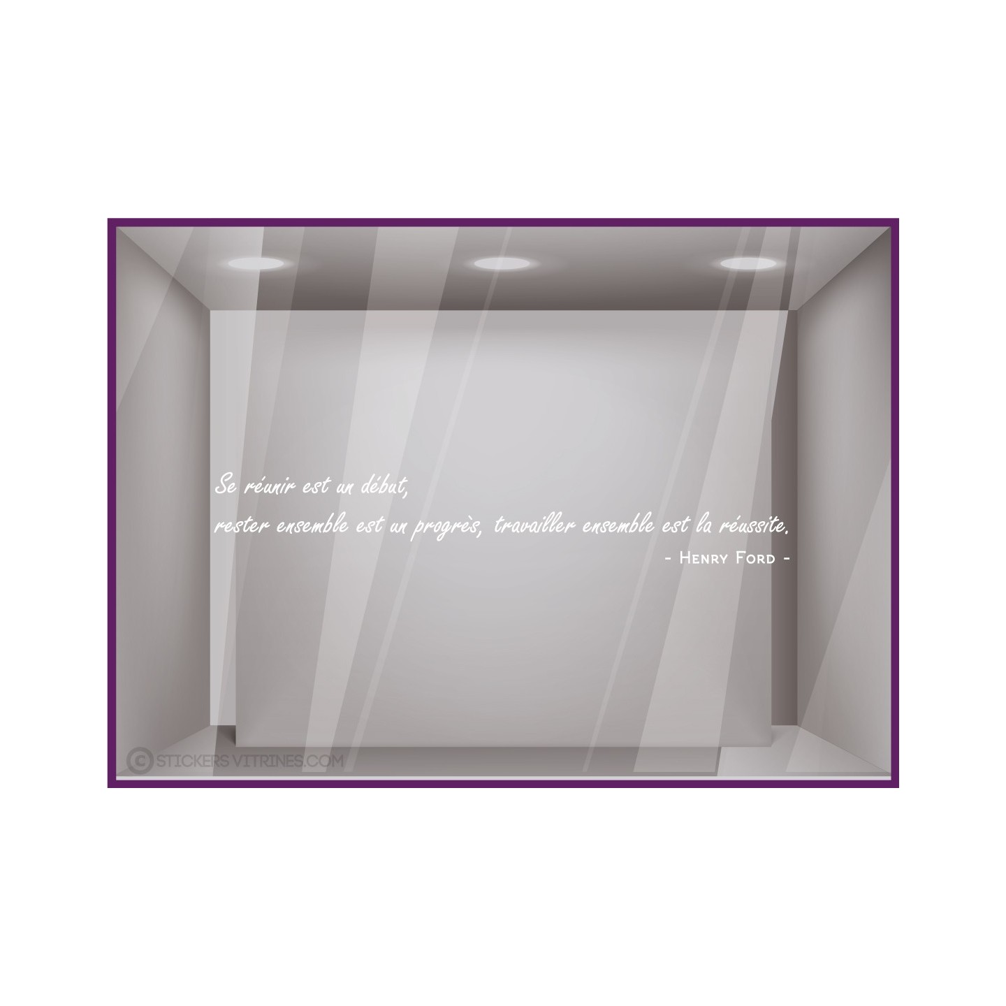 Citation Réussite Henry FORD motivation signaletique idee deco bureaux locaux mur porte vitre calicot lettrage 