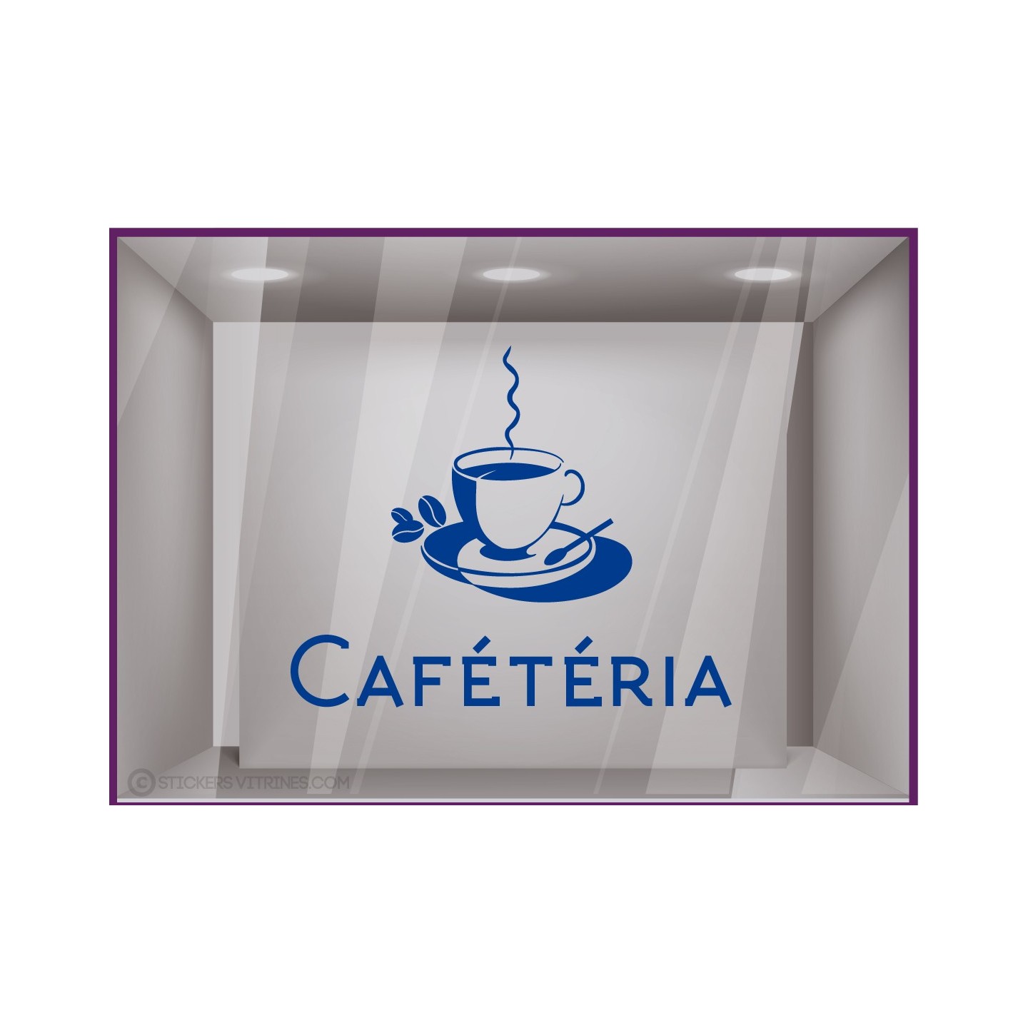 Sticker Cafétéria signaletique porte bureaux vitrophanie locaux entreprise lettrage