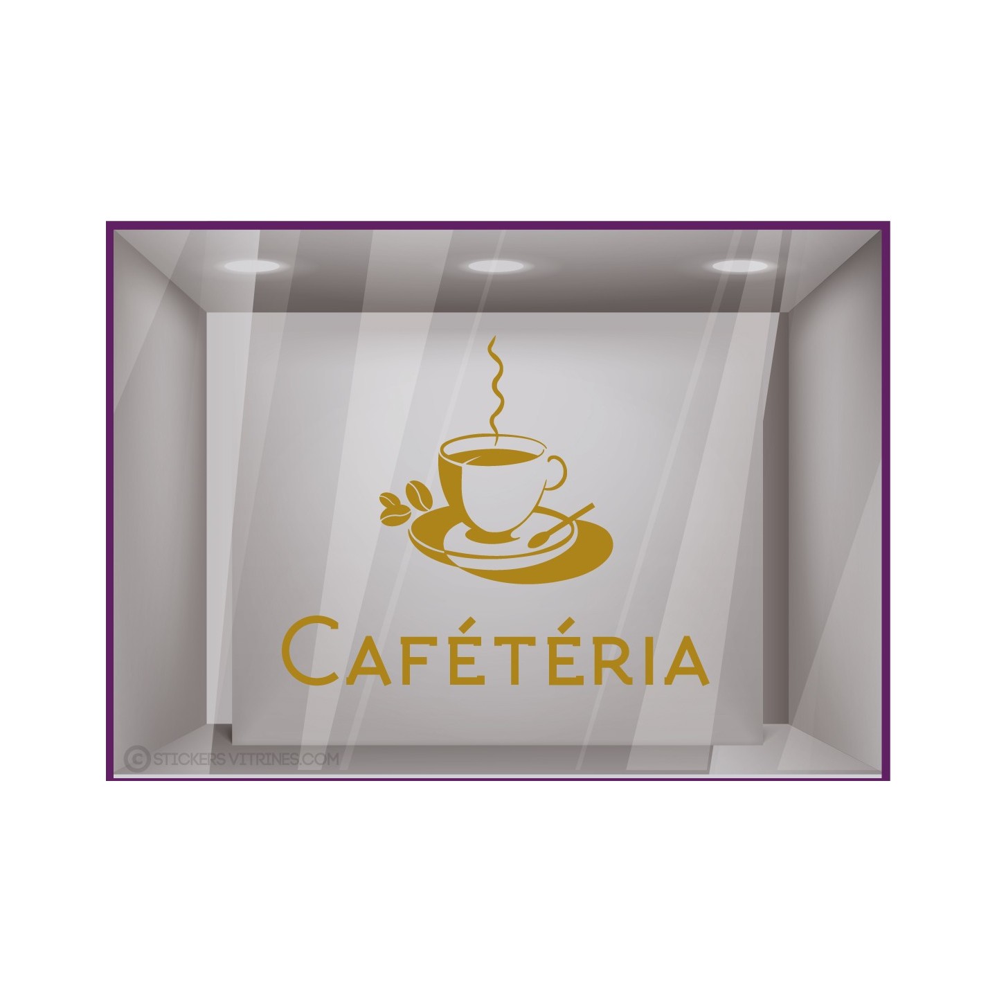 Sticker Cafétéria signaletique porte bureaux vitrophanie locaux entreprise lettrage