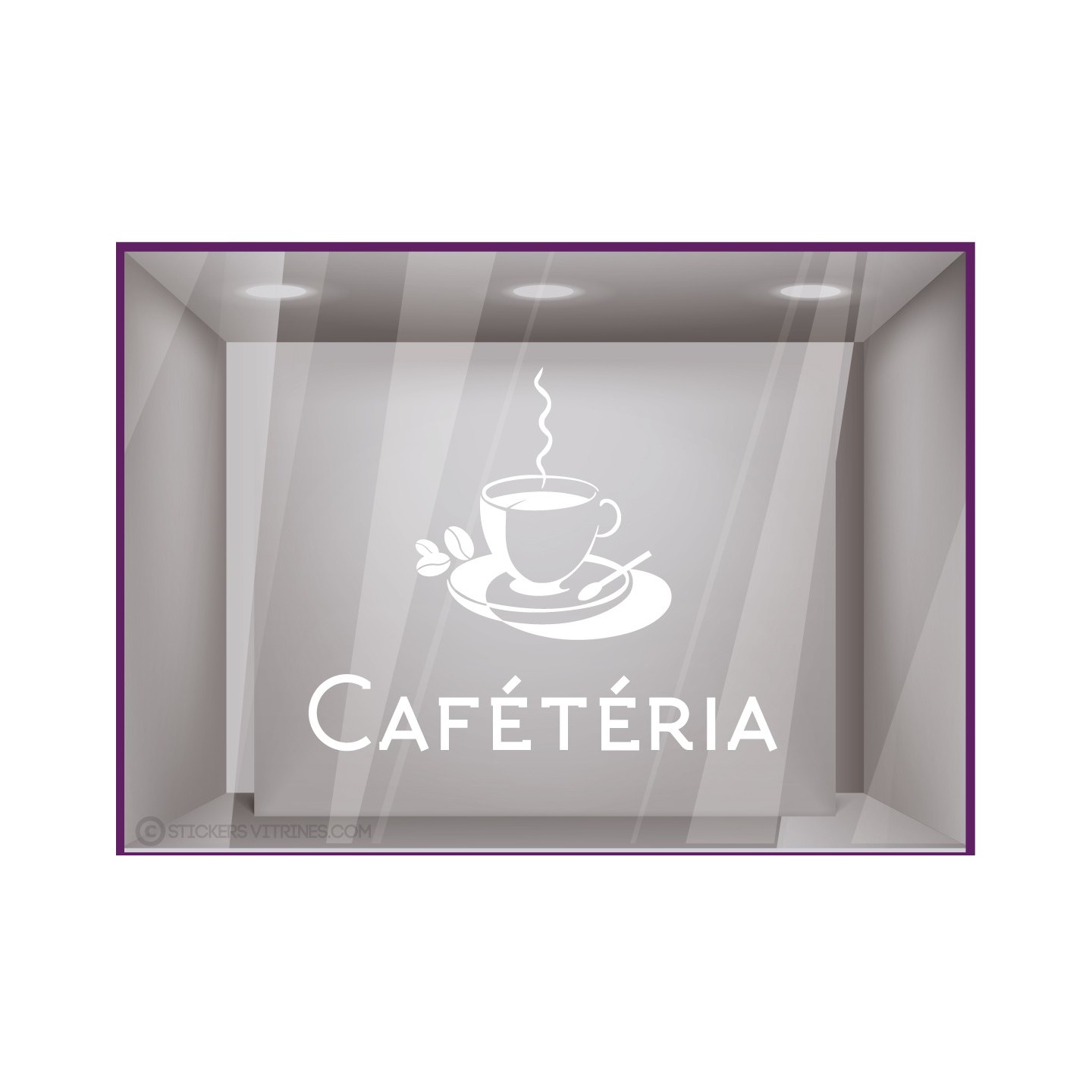 Sticker Cafétéria signaletique porte bureaux vitrophanie locaux entreprise lettrage