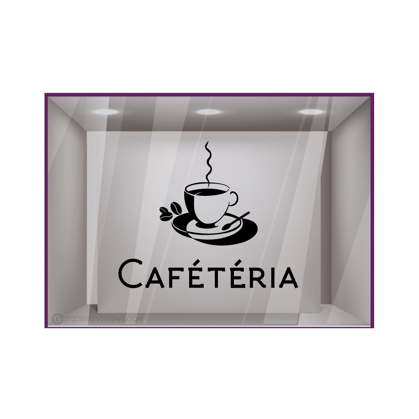 Sticker Cafétéria signaletique porte bureaux vitrophanie locaux entreprise lettrage